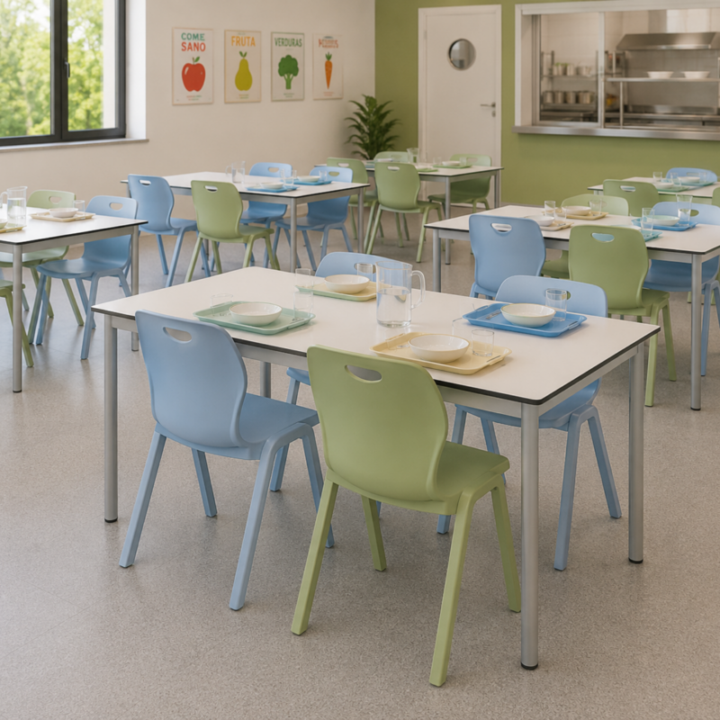 Mesa escolar rectangular para comedor