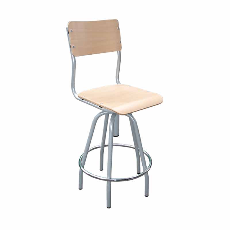 Taburete con respaldo regulable estratificado