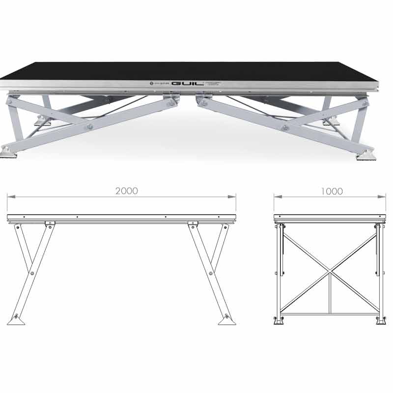 Tarima de aluminio TM441. Escenario para colegios