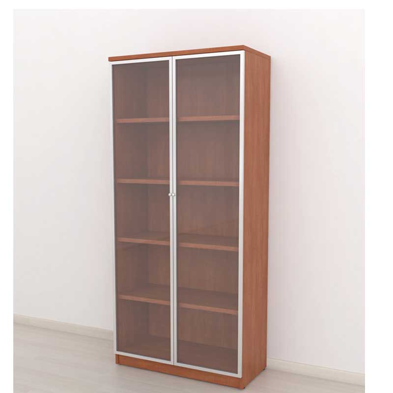 Armario-oficina-puertas-cristal-color-cerezo