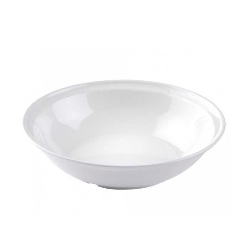 Plato hondo de PBT blanco irrompible y apto para microondas para hostelería y hogar.