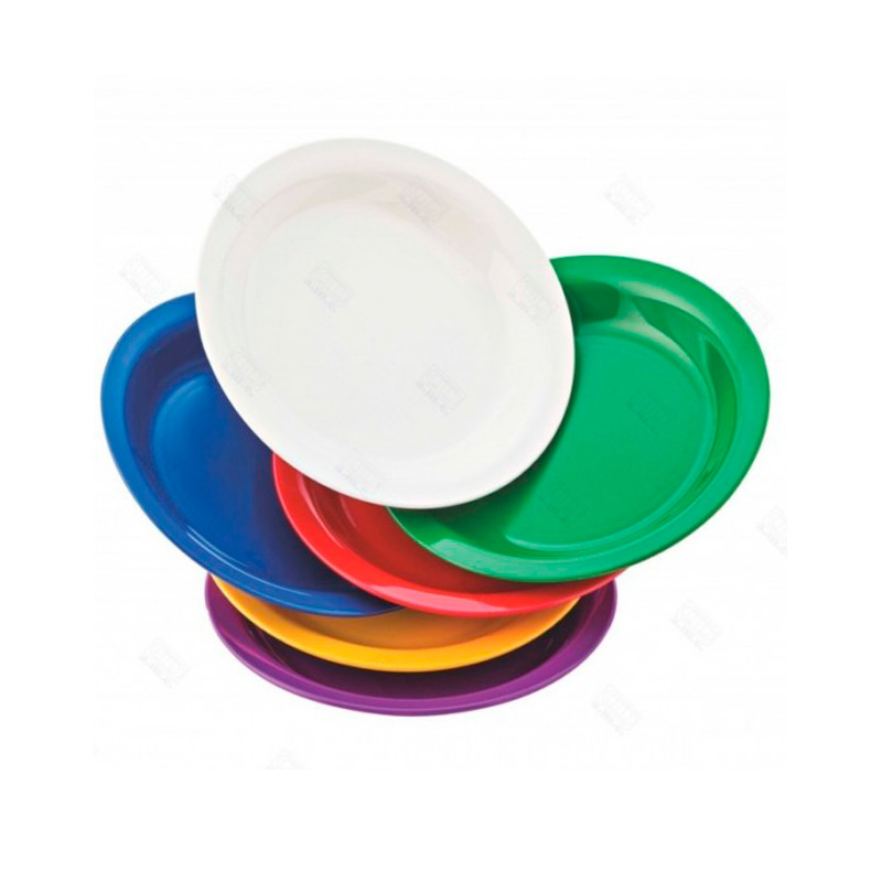 Plato llano de PBT colores irrompible y apto para microondas para hostelería y hogar.
