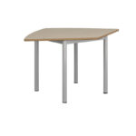 Mesa poligonal System - estructura gris RAL 9006 - madera haya-sin ruedas