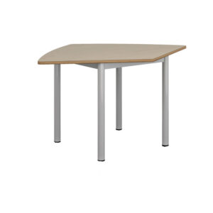 Mesa poligonal System - estructura gris RAL 9006 - madera haya-sin ruedas