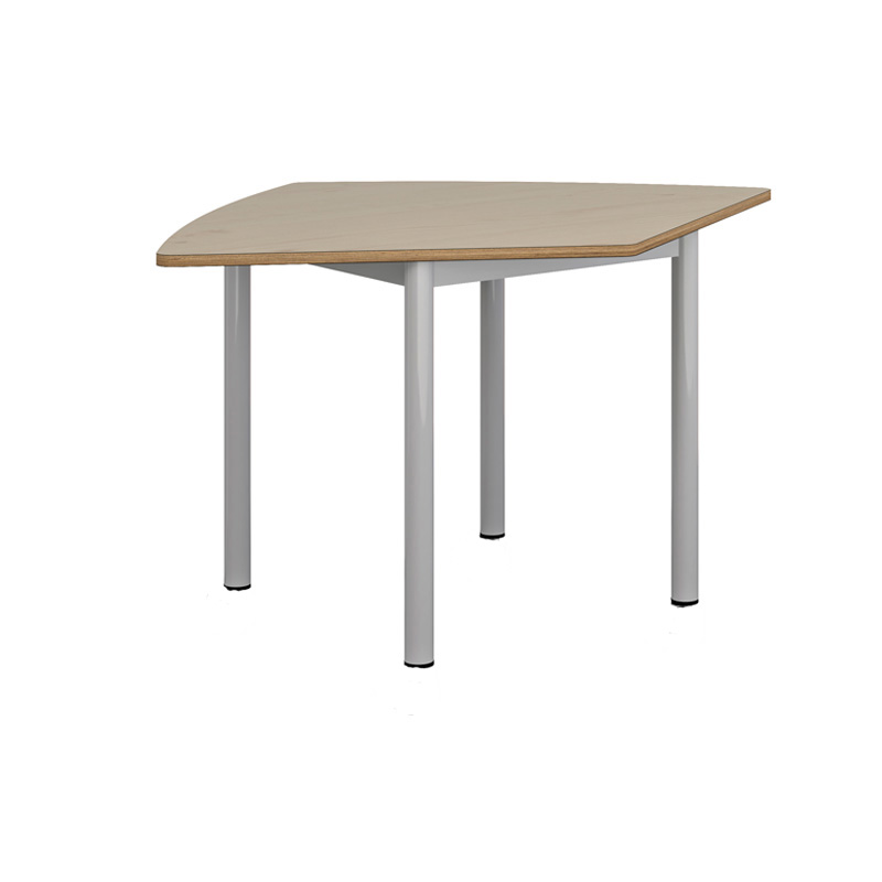 Mesa poligonal System - estructura gris RAL 9006 - madera haya-sin ruedas