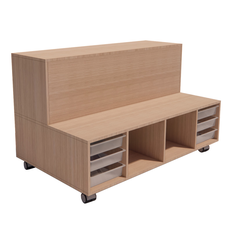 GRADA COLABORATIVA SERIE KIDS CON CUBETAS Y COMPARTIMENTOS TRASEROS