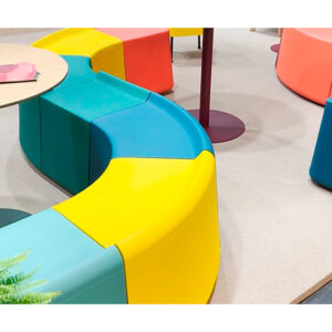 composiciones Puff escolar modular para zonas colaborativas y bibliotecas educativas