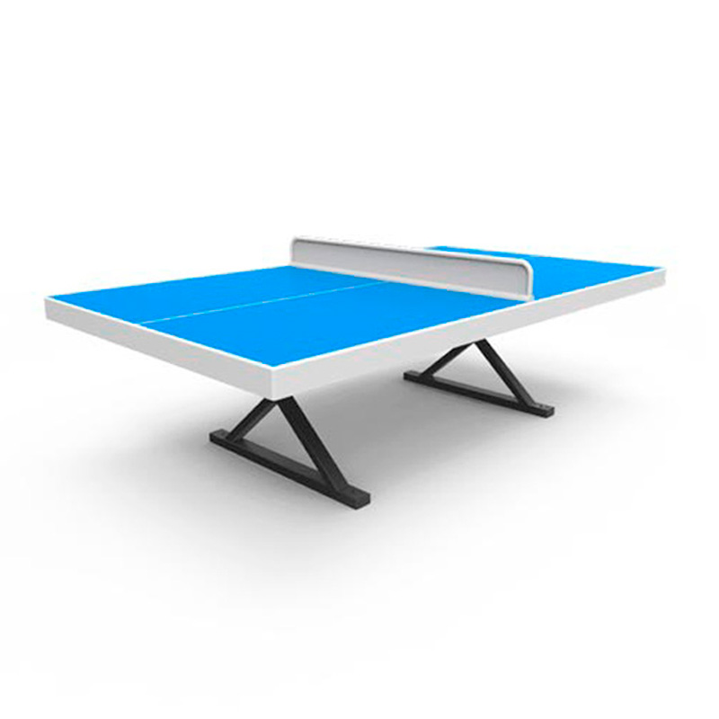 Mesa de ping-pong exterior antivandálica VMOTCF color azul para colegios, institutos y parques públicos.